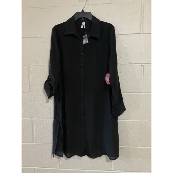 Live 4 Truth Maternity Roll Tab Button Long Sleeve Top Camisole Tunic - XL Black - Picture 1 of 12